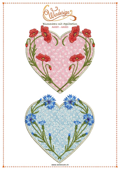 Applikation Stickmuster Blumen