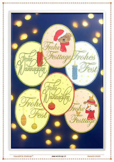 Stickmuster / Maschinenstickmuster / Weihnachtsstickmuster / Weihnachtskarten