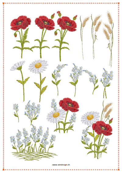 Mohnblumen Stickmuster