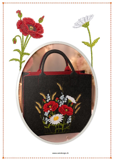 Wiesenblumen Stickmuster / Feldblumen Stickmuster / Mohnblumen stickmuster / Korn Stickmuster / Vergiss mein nicht Stickmuster