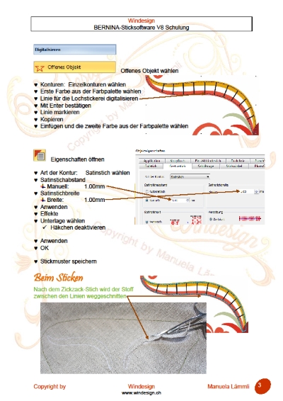 Schulungsunterlagen BERNINA-Software V8 Inkl.Stickmuster Weiss-Stickerei
