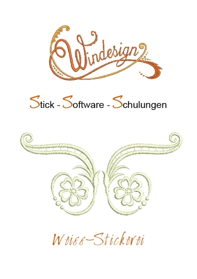Schulungsunterlagen BERNINA-Software V8 Inkl.Stickmuster Weiss-Stickerei